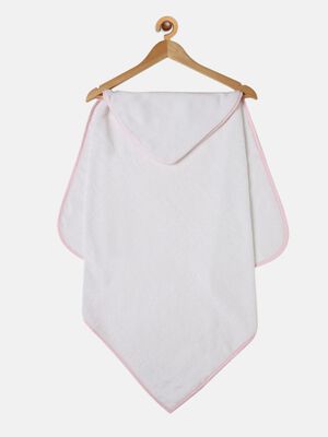 White and Pink Hooded Bath Towel